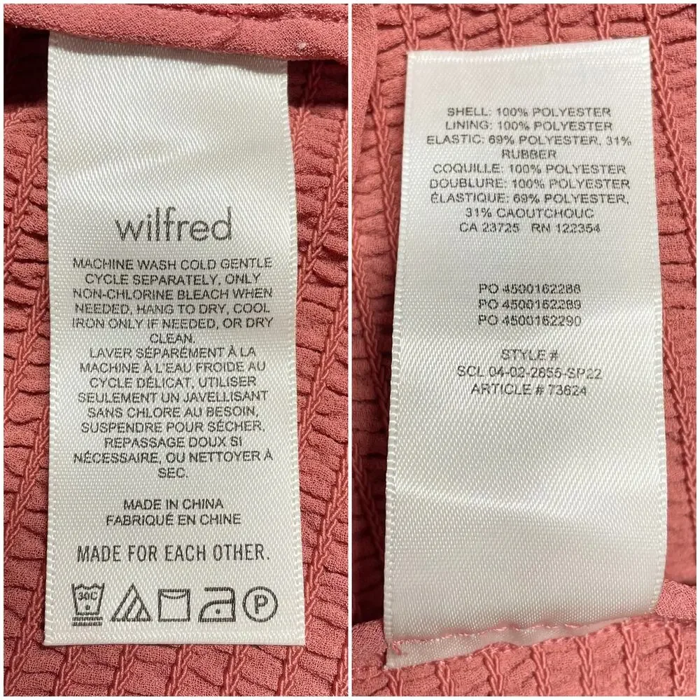 WILFRED ARITZIA Tempest Smocked Chiffon Blouse in Ashy Rose Pink Size 2XL